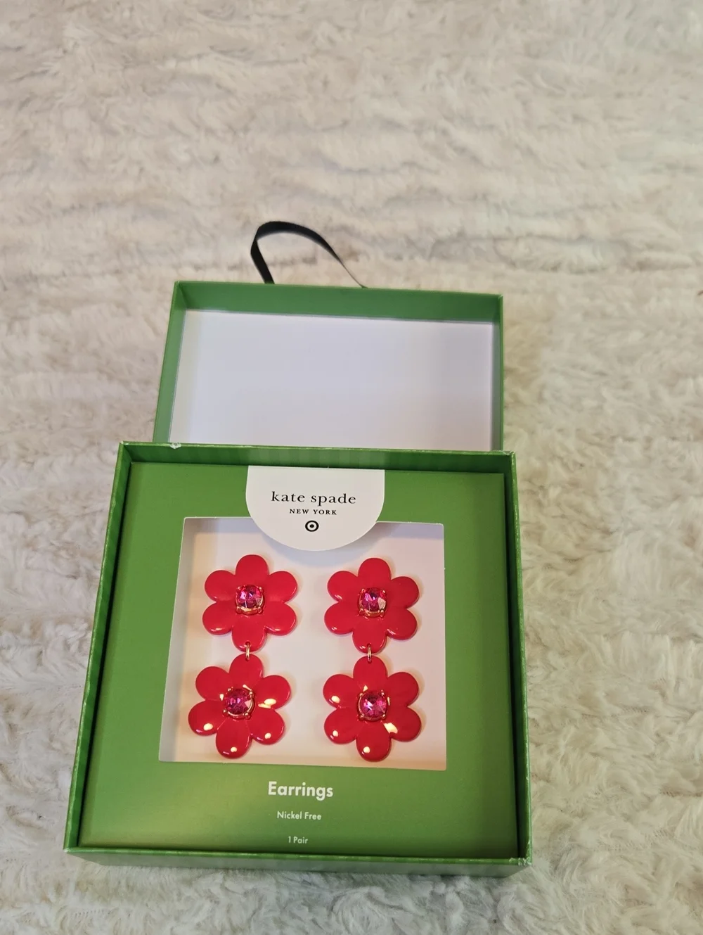 kate spade New York Pink Flower Drop Earrings